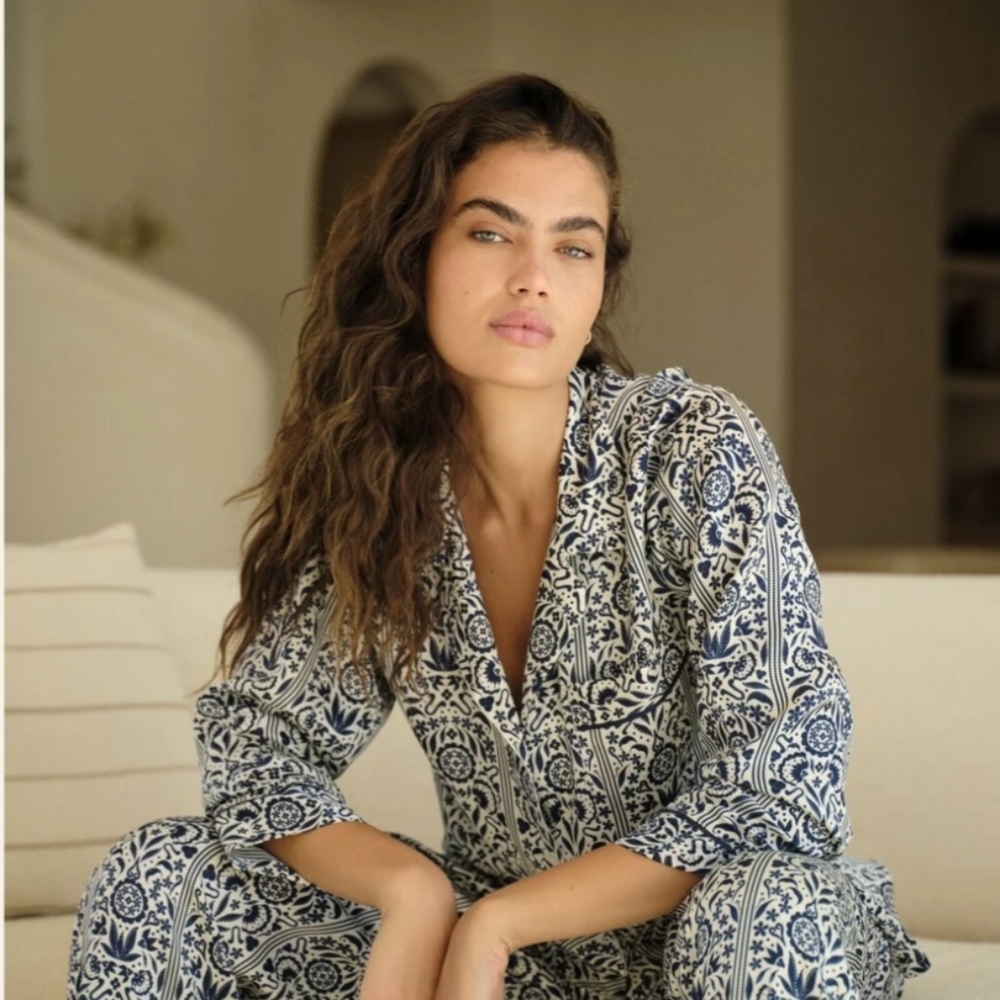 Eberjey x Casa Del Sol - Inez Washable Silk Printed Long PJ Set